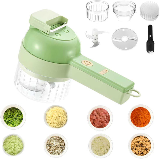 4-in-1 Portable Electric Vegetable Cutter Set - Slice, Chop & Wash in Seconds
